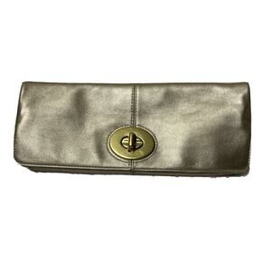 VTG Coach 13580 Madeline Gold on Gold Fold Over Clutch Clasp